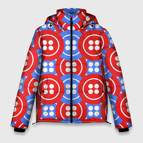 Мужская зимняя куртка Красные и синие пуговицы / 3D-Красный – фото 1