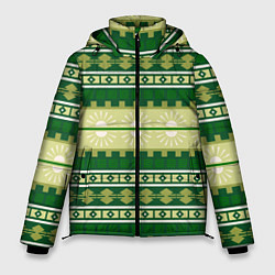 Мужская зимняя куртка Зеленый этнический паттерн