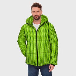 Куртка зимняя мужская Ярко-зелёный в маленькие чёрные полоски, цвет: 3D-черный — фото 2