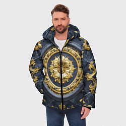 Куртка зимняя мужская Объемные золотые классические узоры, цвет: 3D-светло-серый — фото 2