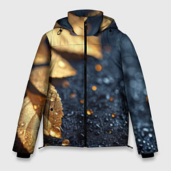 Куртка зимняя мужская Золотые листья на темном фоне, цвет: 3D-черный