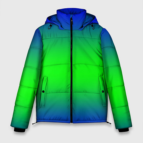 Мужская зимняя куртка Зелёный градиент текстура / 3D-Красный – фото 1