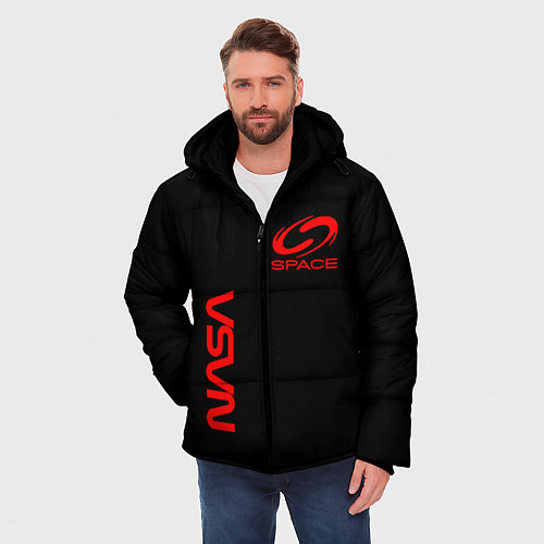 Мужская зимняя куртка Nasa space red logo / 3D-Светло-серый – фото 3