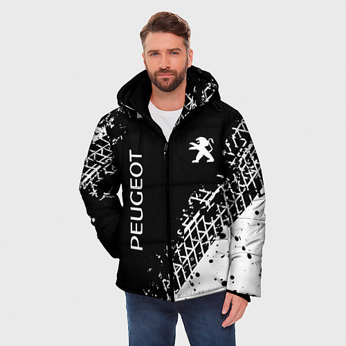 Мужская зимняя куртка Пежо: следы от шин / 3D-Черный – фото 3