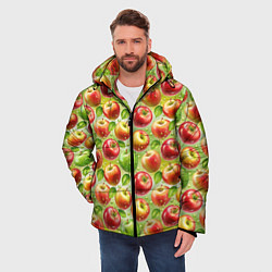 Куртка зимняя мужская Натуральные яблоки паттерн, цвет: 3D-черный — фото 2