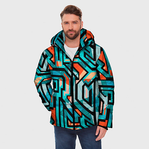 Мужская зимняя куртка Граффити цвета гранж / 3D-Черный – фото 3