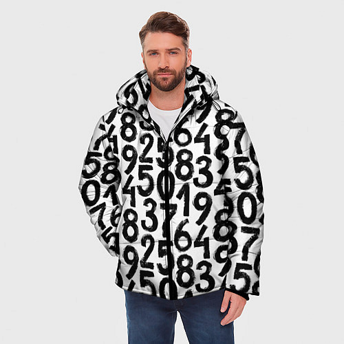 Мужская зимняя куртка Гранжевые числа / 3D-Черный – фото 3