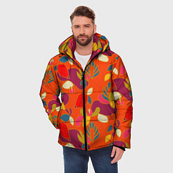 Куртка зимняя мужская Яркие ягодки-листочки, цвет: 3D-красный — фото 2