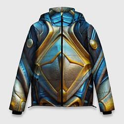 Куртка зимняя мужская Объемная синяя текстурная кожа, цвет: 3D-красный