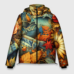 Мужская зимняя куртка Композиция из цветов и рваной джинсы - нейросеть