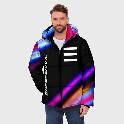 Мужская зимняя куртка OneRepublic neon rock lights / 3D-Черный – фото 3
