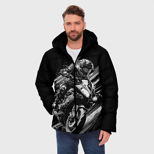 Мужская зимняя куртка Спорт байк / 3D-Черный – фото 3