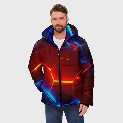 Мужская зимняя куртка Красные плиты с ярким светом / 3D-Светло-серый – фото 3