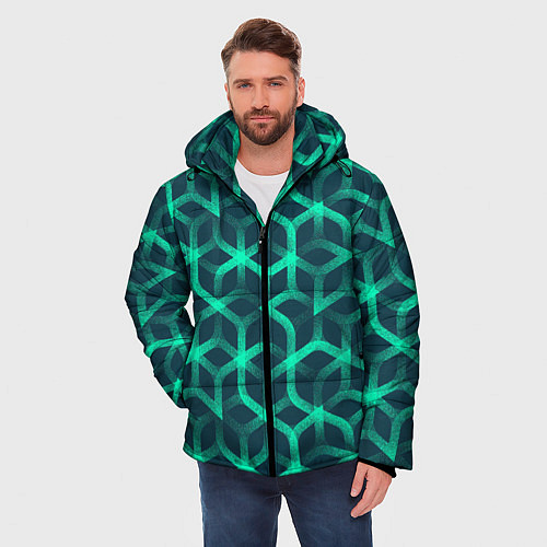 Мужская зимняя куртка Современный замысловатый орнамент / 3D-Черный – фото 3