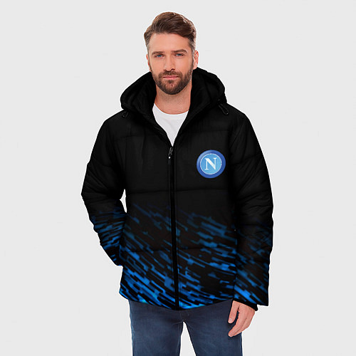 Мужская зимняя куртка Napoli fc club texture / 3D-Черный – фото 3