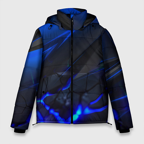 Мужская зимняя куртка Синяя абстракция с плитами / 3D-Красный – фото 1