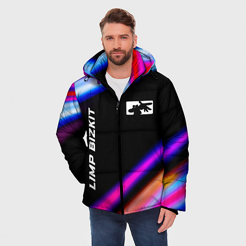 Мужская зимняя куртка Limp Bizkit neon rock lights / 3D-Черный – фото 3
