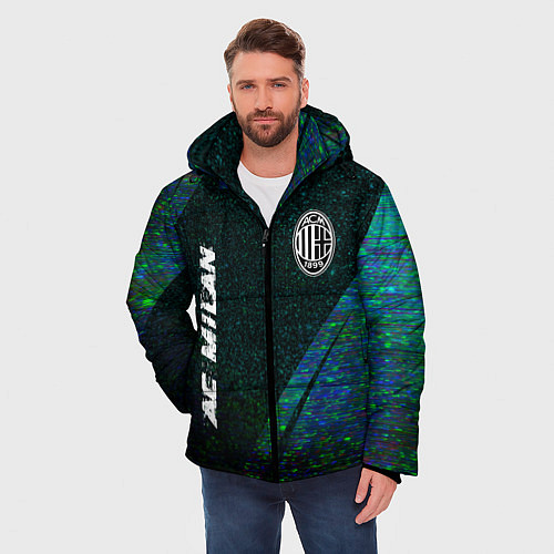 Мужская зимняя куртка AC Milan glitch blue / 3D-Черный – фото 3