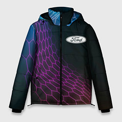 Куртка зимняя мужская Ford neon hexagon, цвет: 3D-черный