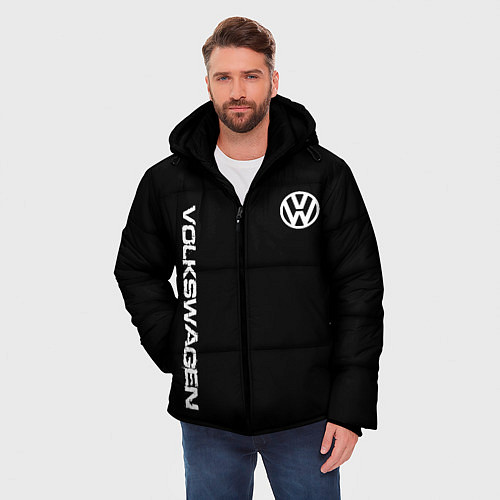 Мужская зимняя куртка Volkswagen logo white / 3D-Черный – фото 3