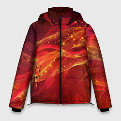 Куртка зимняя мужская Красные и оранжевые линии с золотым блеском, цвет: 3D-красный