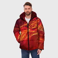 Куртка зимняя мужская Красные и оранжевые линии с золотым блеском, цвет: 3D-красный — фото 2
