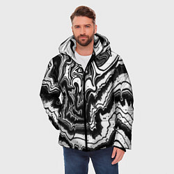 Куртка зимняя мужская Черно-белая абстракция суминагаши, цвет: 3D-светло-серый — фото 2