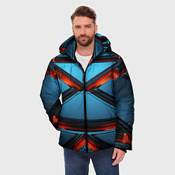 Куртка зимняя мужская Абстрактные треугольные плиты со светом, цвет: 3D-черный — фото 2