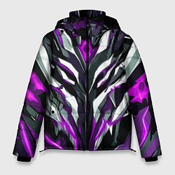 Куртка зимняя мужская Хаотичная фиолетово-белая абстракция, цвет: 3D-красный