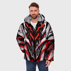 Куртка зимняя мужская Хаотичная красно-белая абстракция, цвет: 3D-светло-серый — фото 2