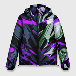 Куртка зимняя мужская Хаотичная чёрно-фиолетово абстракция, цвет: 3D-светло-серый