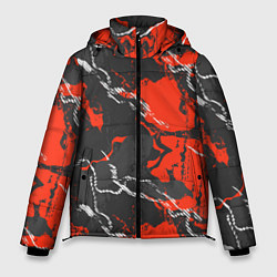 Куртка зимняя мужская Абстракция красное на черном, цвет: 3D-черный