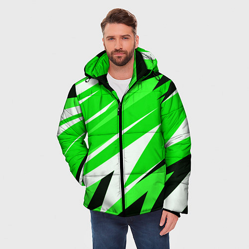 Мужская зимняя куртка Geometry stripes green / 3D-Черный – фото 3