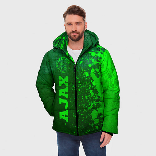 Мужская зимняя куртка Ajax - green gradient по-вертикали / 3D-Черный – фото 3