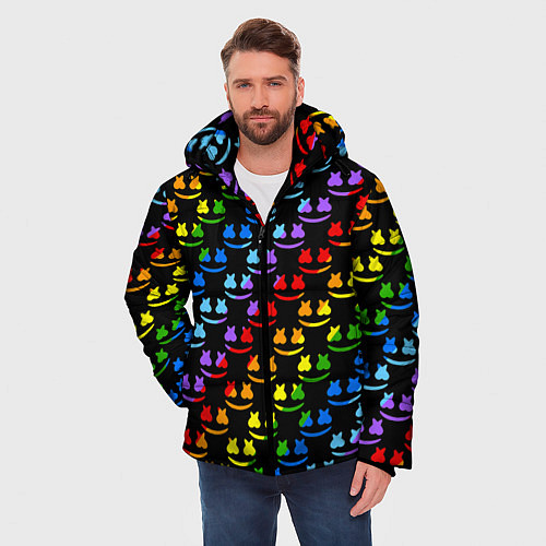 Мужская зимняя куртка Marshmello pattern neon / 3D-Красный – фото 3