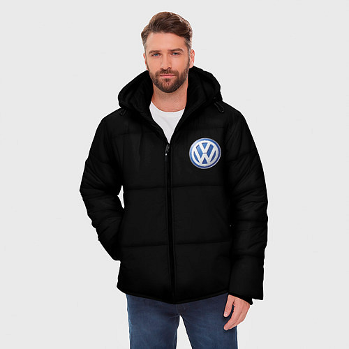 Мужская зимняя куртка Volkswagen logo auto / 3D-Черный – фото 3