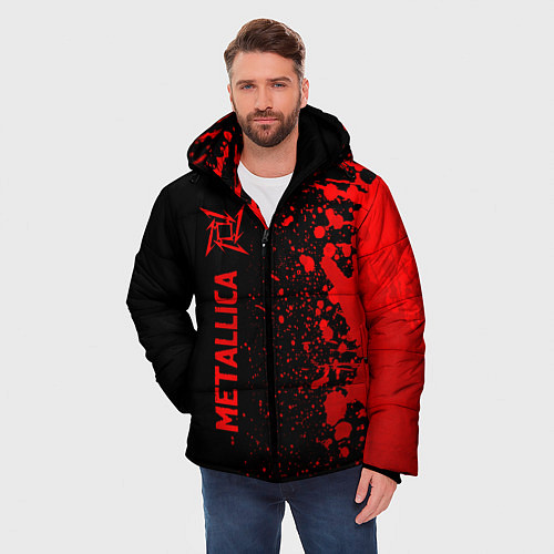 Мужская зимняя куртка Metallica - red gradient по-вертикали / 3D-Черный – фото 3