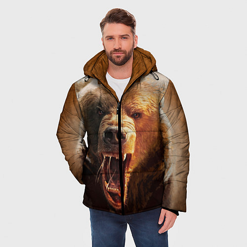 Мужская зимняя куртка Рык медведя / 3D-Черный – фото 3