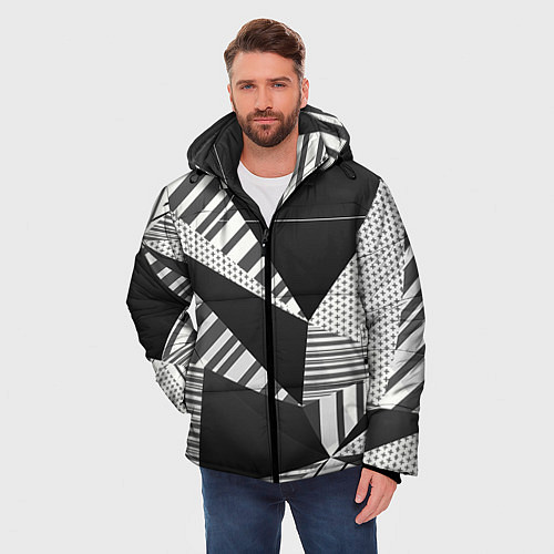 Мужская зимняя куртка Геометрия / 3D-Черный – фото 3