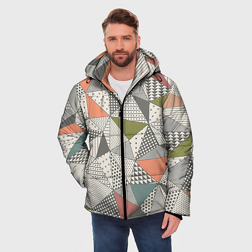 Мужская зимняя куртка Геометрия / 3D-Черный – фото 3