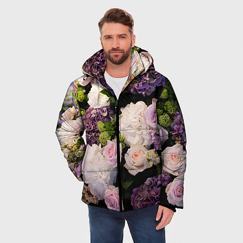 Мужская зимняя куртка Весенние цветы / 3D-Черный – фото 3