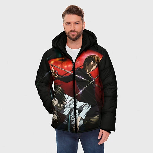 Мужская зимняя куртка Тетрадь смерти / 3D-Черный – фото 3