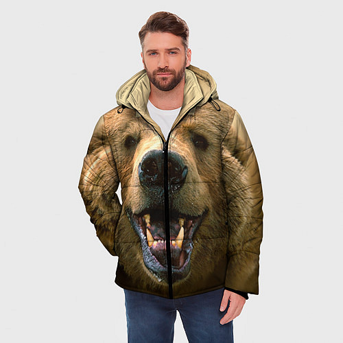 Мужская зимняя куртка Взгляд медведя / 3D-Черный – фото 3