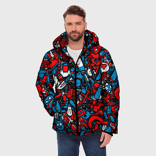 Мужская зимняя куртка Стикербомбинг / 3D-Черный – фото 3