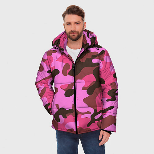 Мужская зимняя куртка Камуфляж: розовый/коричневый / 3D-Черный – фото 3