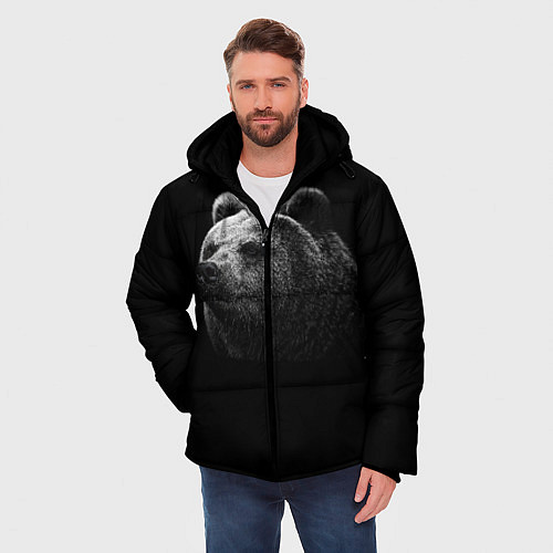 Мужская зимняя куртка Взгляд мишки / 3D-Черный – фото 3