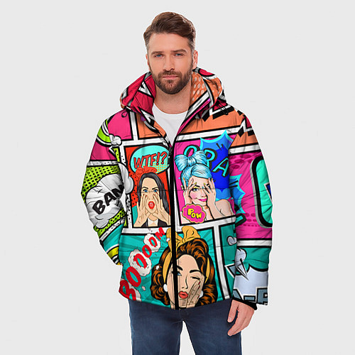 Мужская зимняя куртка POP ART / 3D-Красный – фото 3