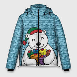 Куртка зимняя мужская Новогодний мишка, цвет: 3D-черный