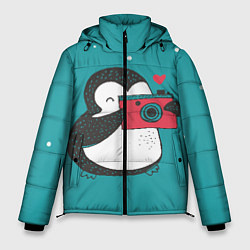 Куртка зимняя мужская Пингвин с фотоаппаратом, цвет: 3D-красный