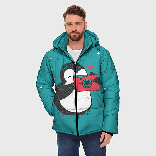 Мужская зимняя куртка Пингвин с фотоаппаратом / 3D-Красный – фото 3
